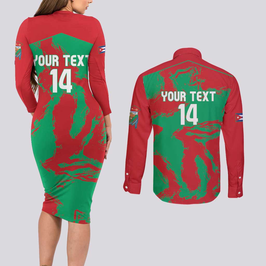 La Tunas 2025 Baseball Custom Couples Matching Long Sleeve Bodycon Dress and Long Sleeve Button Shirt Cuba Go Champions