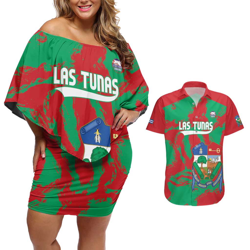 La Tunas 2025 Baseball Custom Couples Matching Off Shoulder Short Dress and Hawaiian Shirt Cuba Go Champions