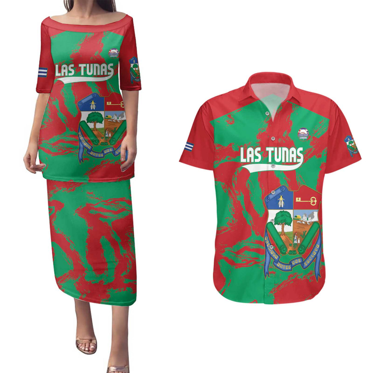 La Tunas 2025 Baseball Custom Couples Matching Puletasi and Hawaiian Shirt Cuba Go Champions