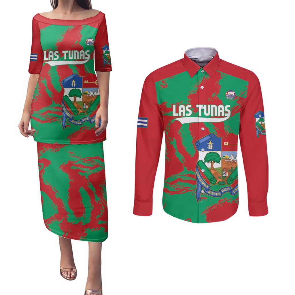 La Tunas 2025 Baseball Custom Couples Matching Puletasi and Long Sleeve Button Shirt Cuba Go Champions