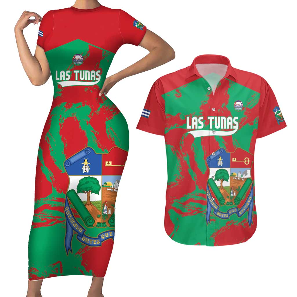La Tunas 2025 Baseball Custom Couples Matching Short Sleeve Bodycon Dress and Hawaiian Shirt Cuba Go Champions