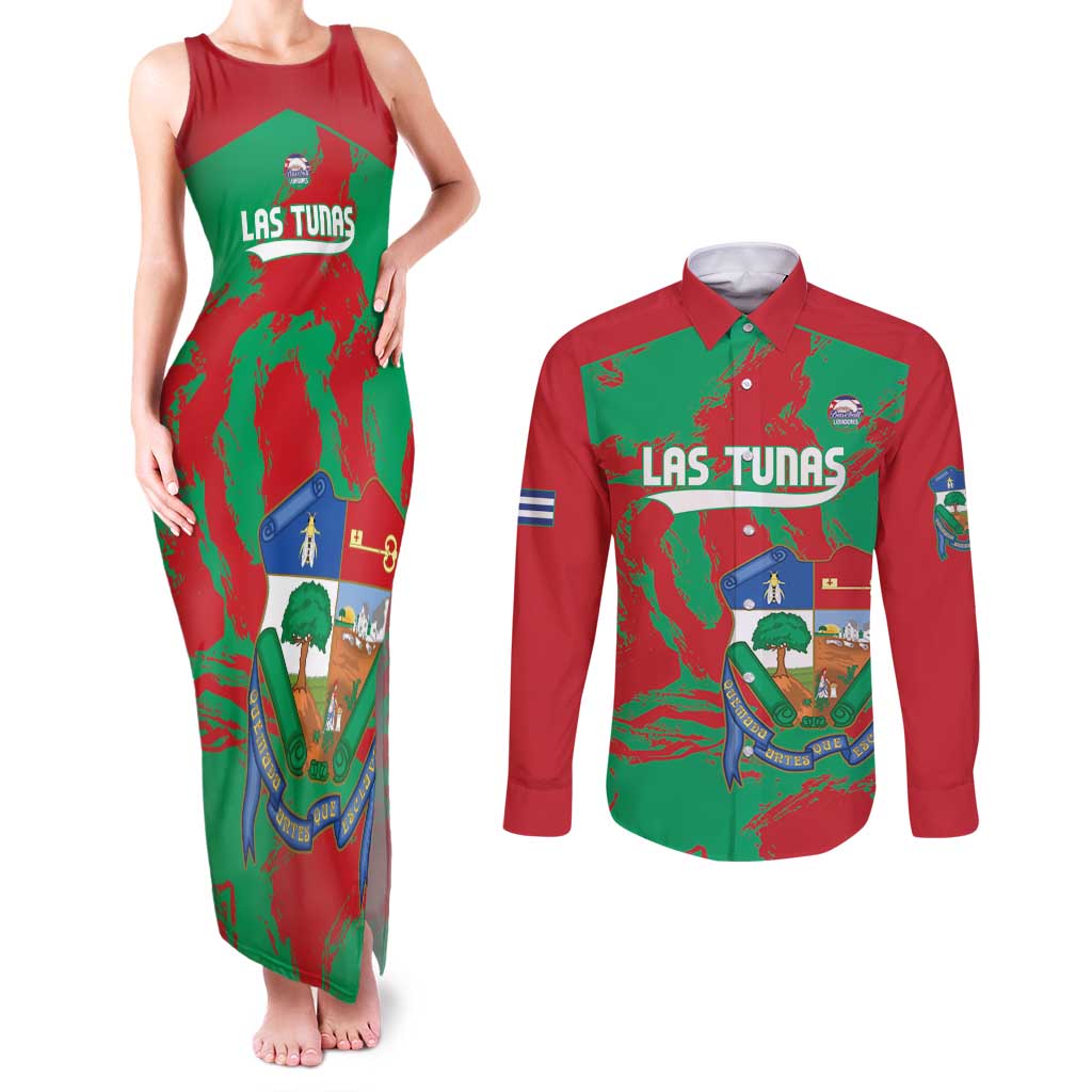 La Tunas 2025 Baseball Custom Couples Matching Tank Maxi Dress and Long Sleeve Button Shirt Cuba Go Champions