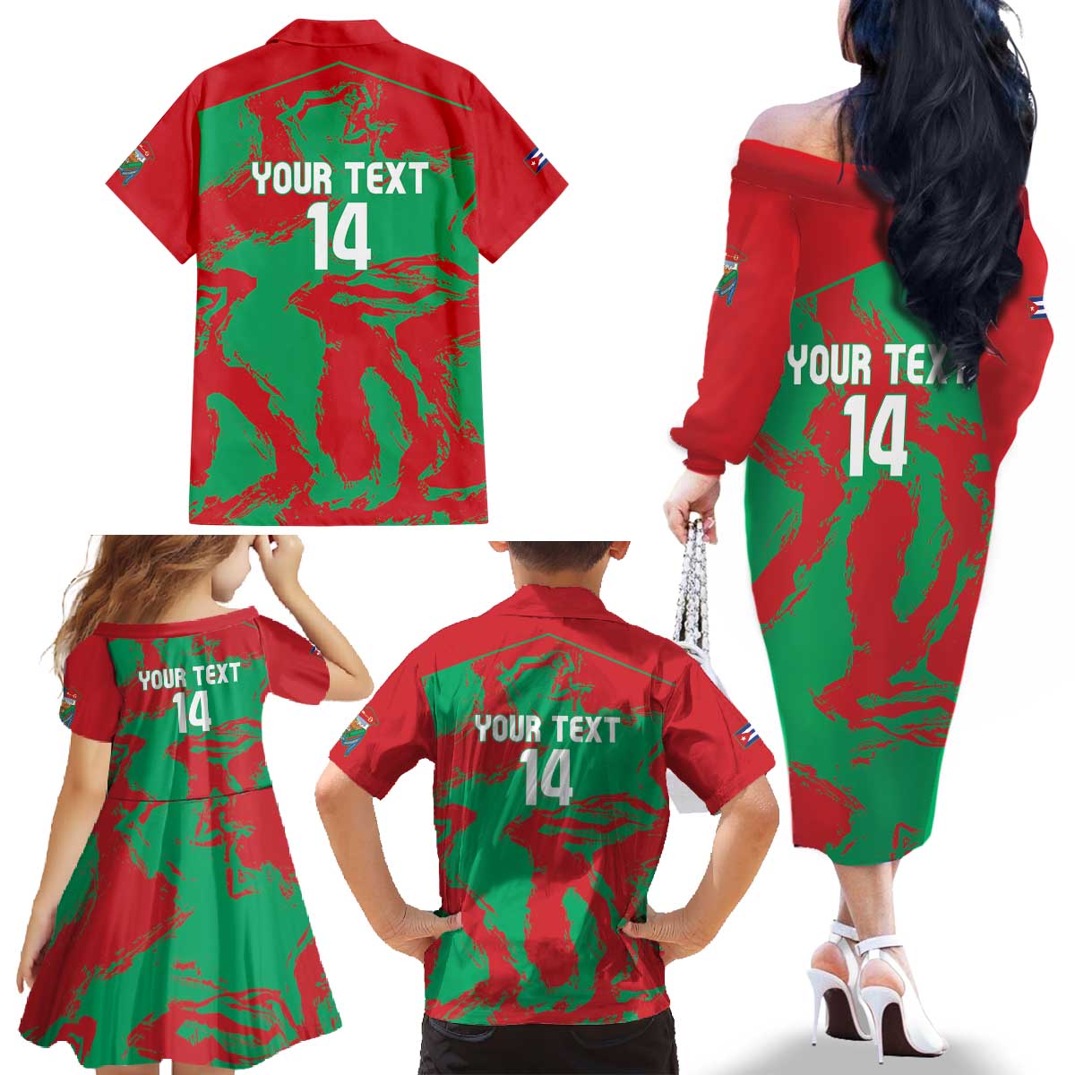 La Tunas 2025 Baseball Custom Family Matching Off The Shoulder Long Sleeve Dress and Hawaiian Shirt Cuba Go Champions