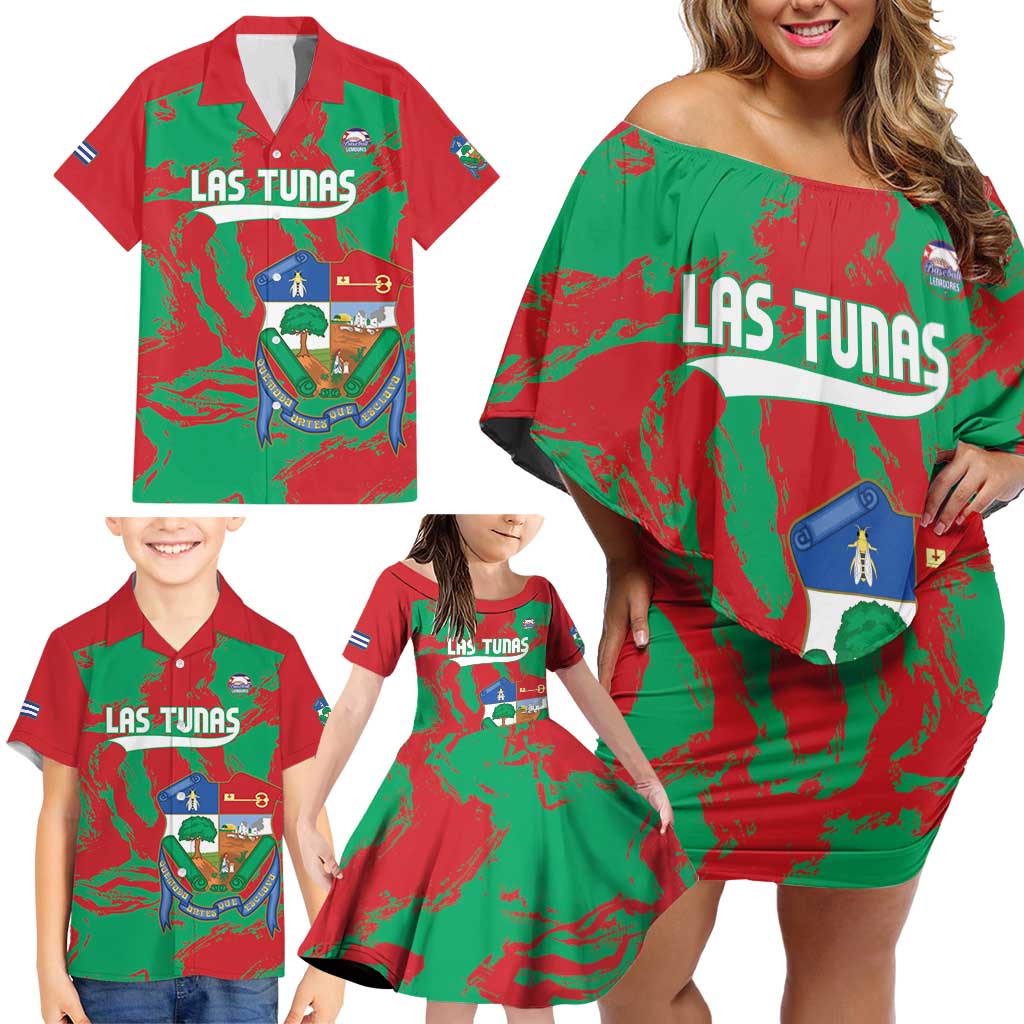 La Tunas 2025 Baseball Custom Family Matching Off Shoulder Short Dress and Hawaiian Shirt Cuba Go Champions