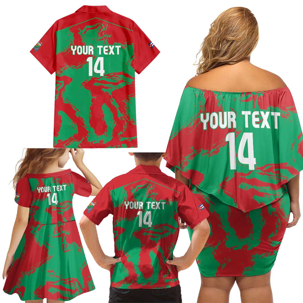 La Tunas 2025 Baseball Custom Family Matching Off Shoulder Short Dress and Hawaiian Shirt Cuba Go Champions