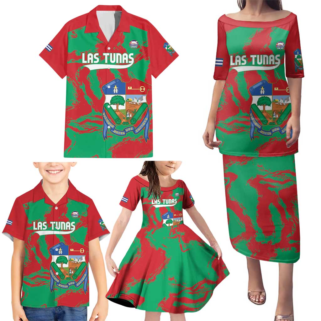 La Tunas 2025 Baseball Custom Family Matching Puletasi and Hawaiian Shirt Cuba Go Champions