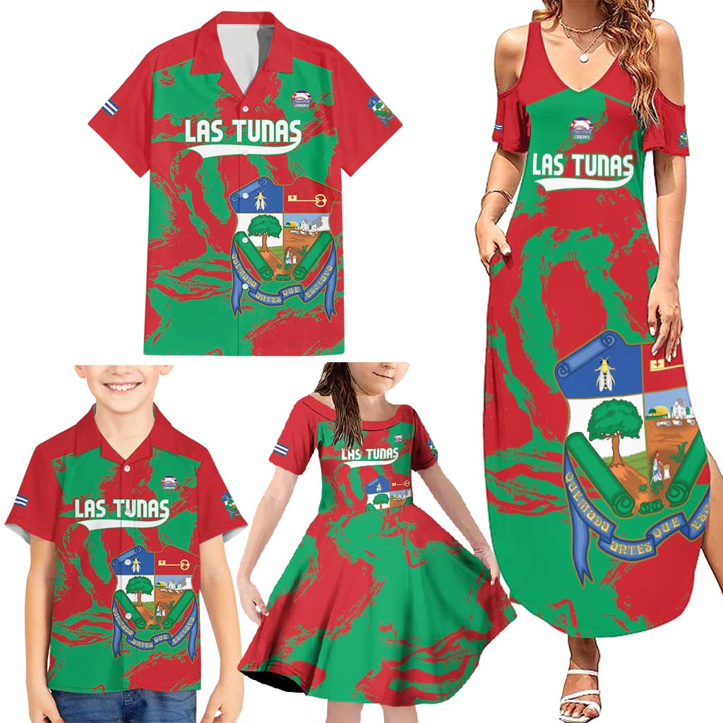 La Tunas 2025 Baseball Custom Family Matching Summer Maxi Dress and Hawaiian Shirt Cuba Go Champions