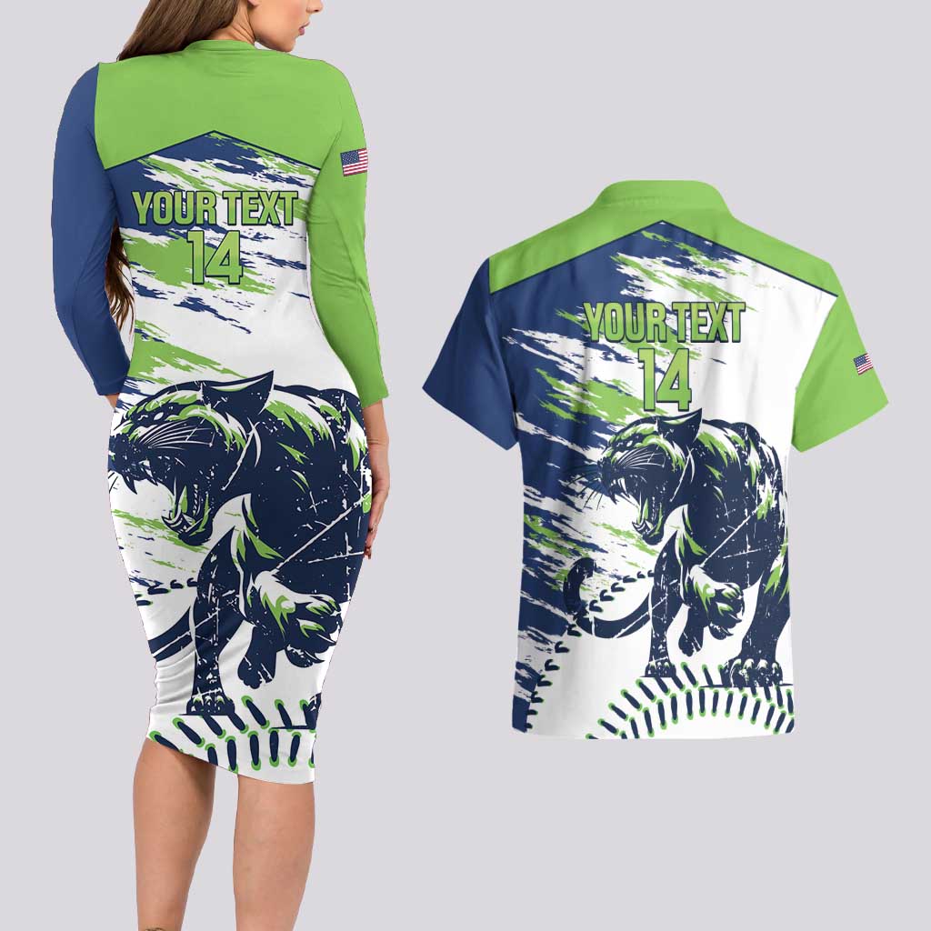 Kane County 2025 Baseball Custom Couples Matching Long Sleeve Bodycon Dress and Hawaiian Shirt Come On Cougar