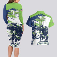 Kane County 2025 Baseball Custom Couples Matching Long Sleeve Bodycon Dress and Hawaiian Shirt Come On Cougar