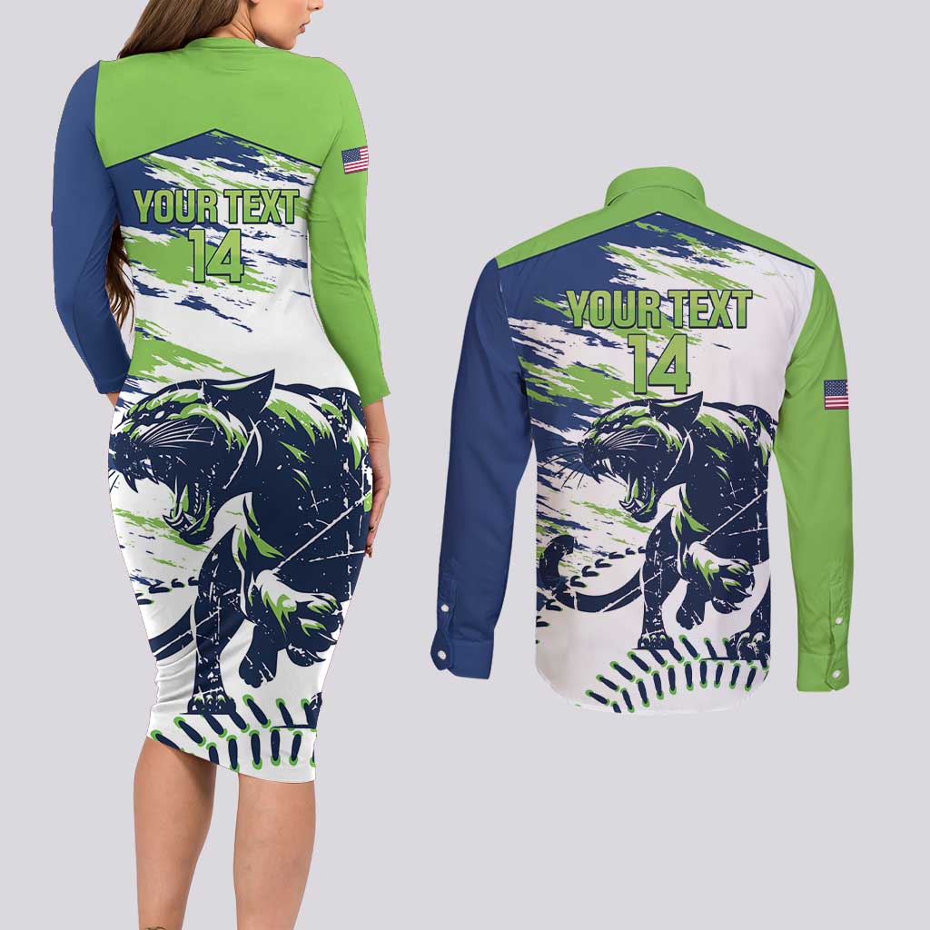 Kane County 2025 Baseball Custom Couples Matching Long Sleeve Bodycon Dress and Long Sleeve Button Shirt Come On Cougar