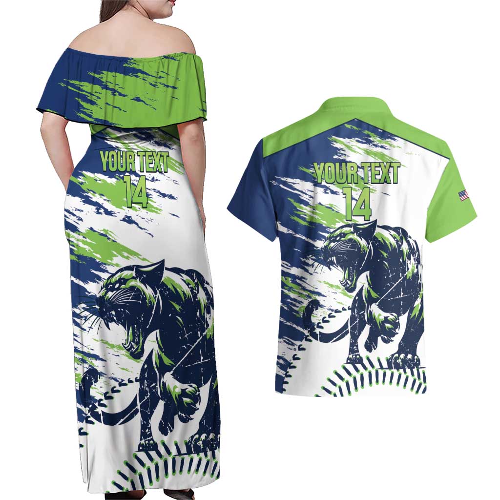 Kane County 2025 Baseball Custom Couples Matching Off Shoulder Maxi Dress and Hawaiian Shirt Come On Cougar