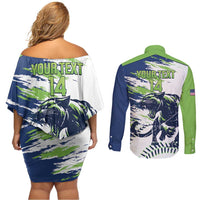 Kane County 2025 Baseball Custom Couples Matching Off Shoulder Short Dress and Long Sleeve Button Shirt Come On Cougar