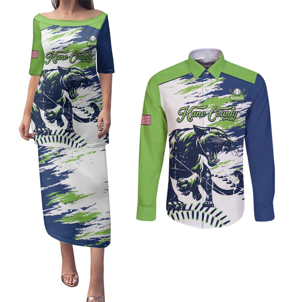 Kane County 2025 Baseball Custom Couples Matching Puletasi and Long Sleeve Button Shirt Come On Cougar