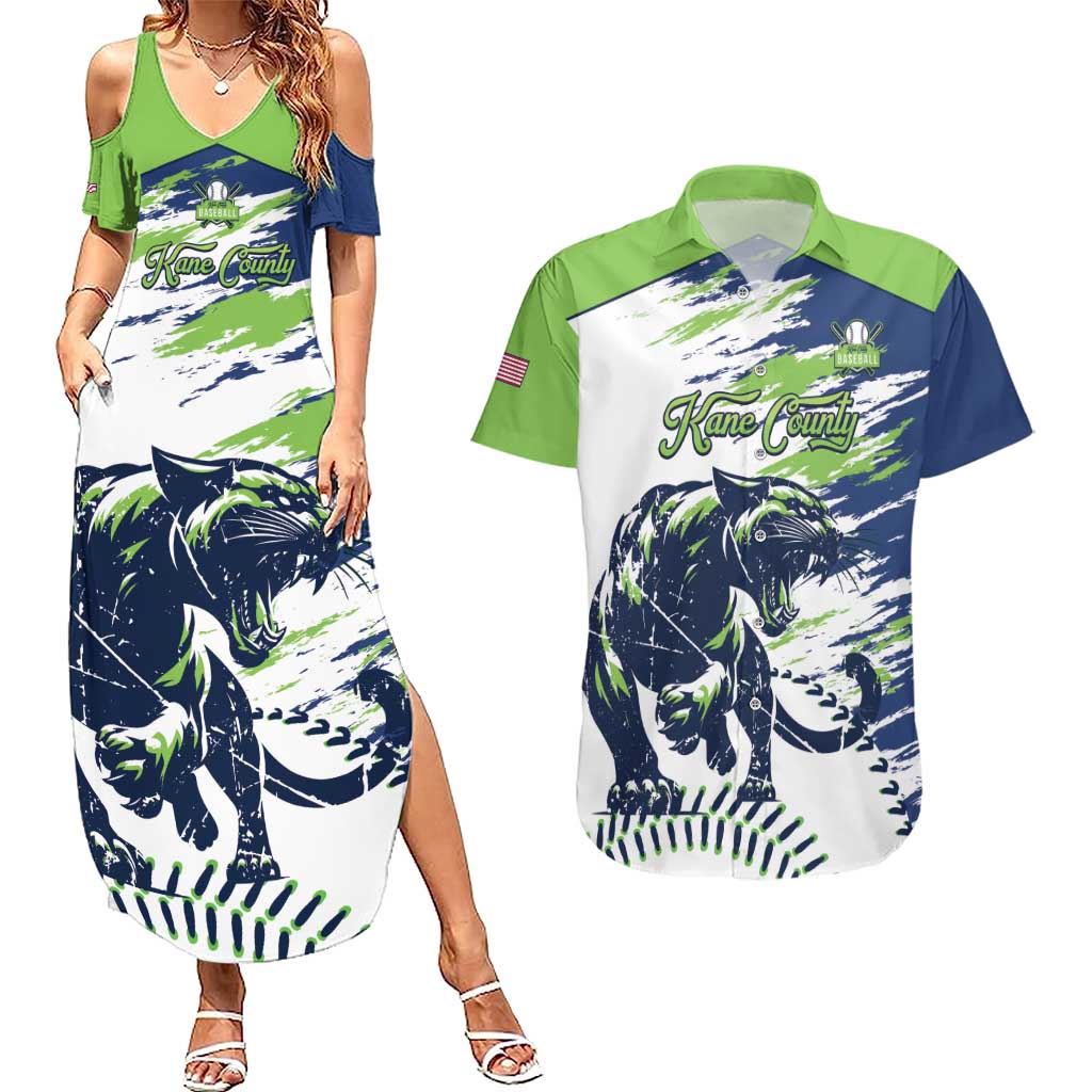 Kane County 2025 Baseball Custom Couples Matching Summer Maxi Dress and Hawaiian Shirt Come On Cougar