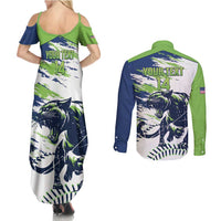 Kane County 2025 Baseball Custom Couples Matching Summer Maxi Dress and Long Sleeve Button Shirt Come On Cougar