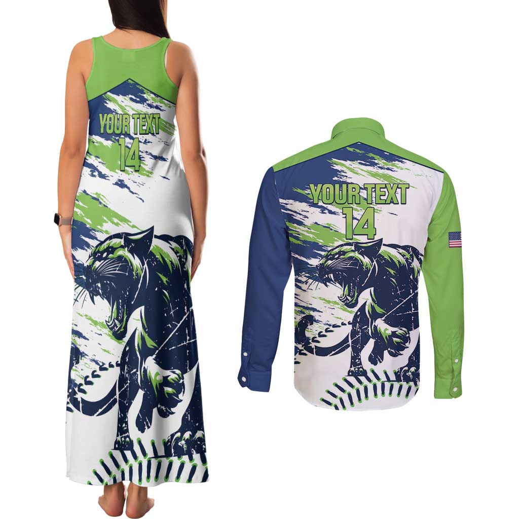 Kane County 2025 Baseball Custom Couples Matching Tank Maxi Dress and Long Sleeve Button Shirt Come On Cougar