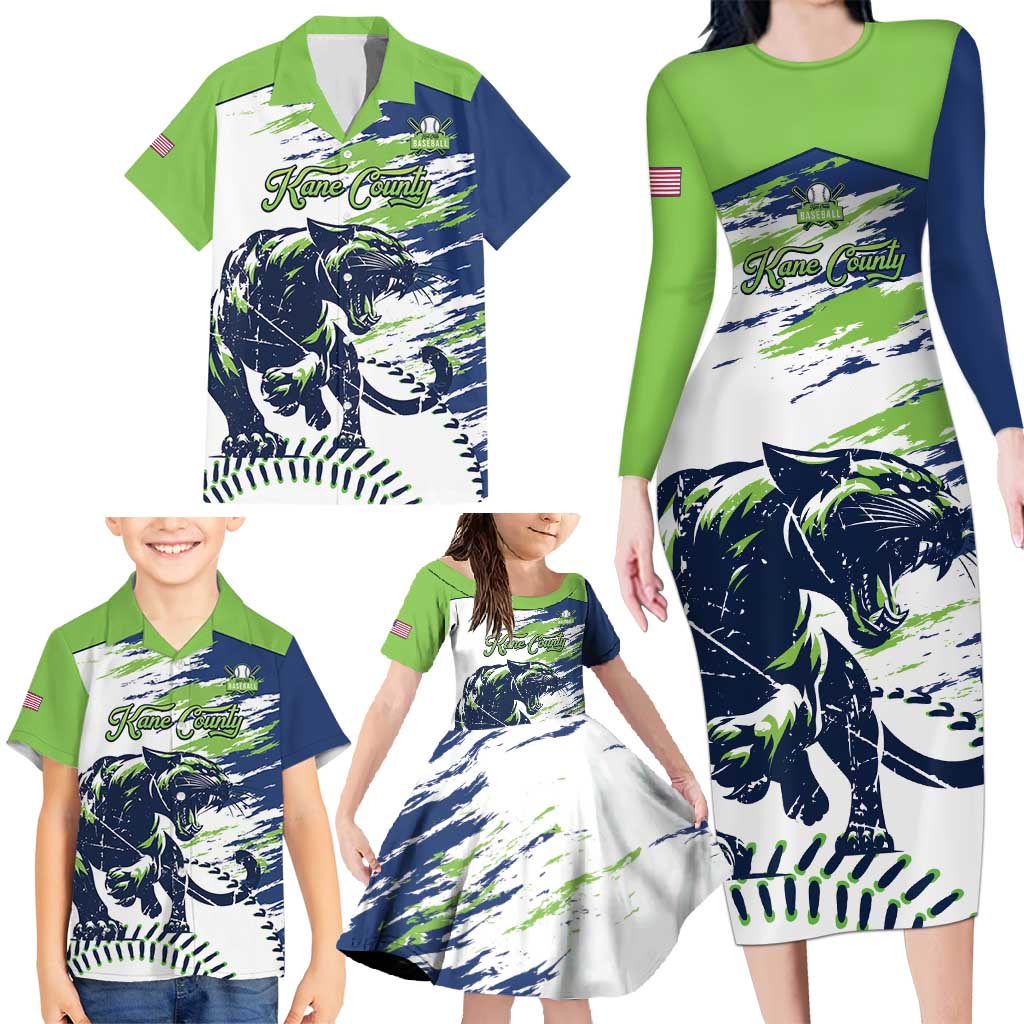 Kane County 2025 Baseball Custom Family Matching Long Sleeve Bodycon Dress and Hawaiian Shirt Come On Cougar