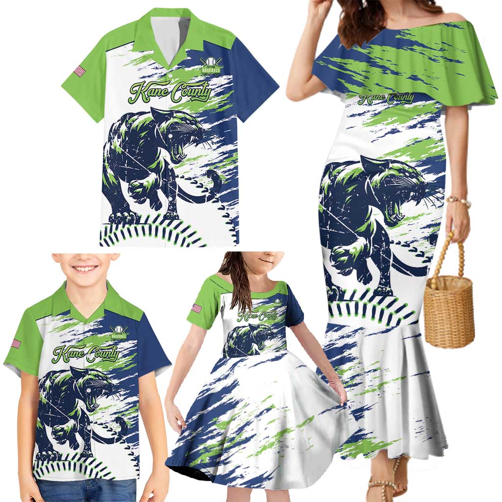 Kane County 2025 Baseball Custom Family Matching Mermaid Dress and Hawaiian Shirt Come On Cougar