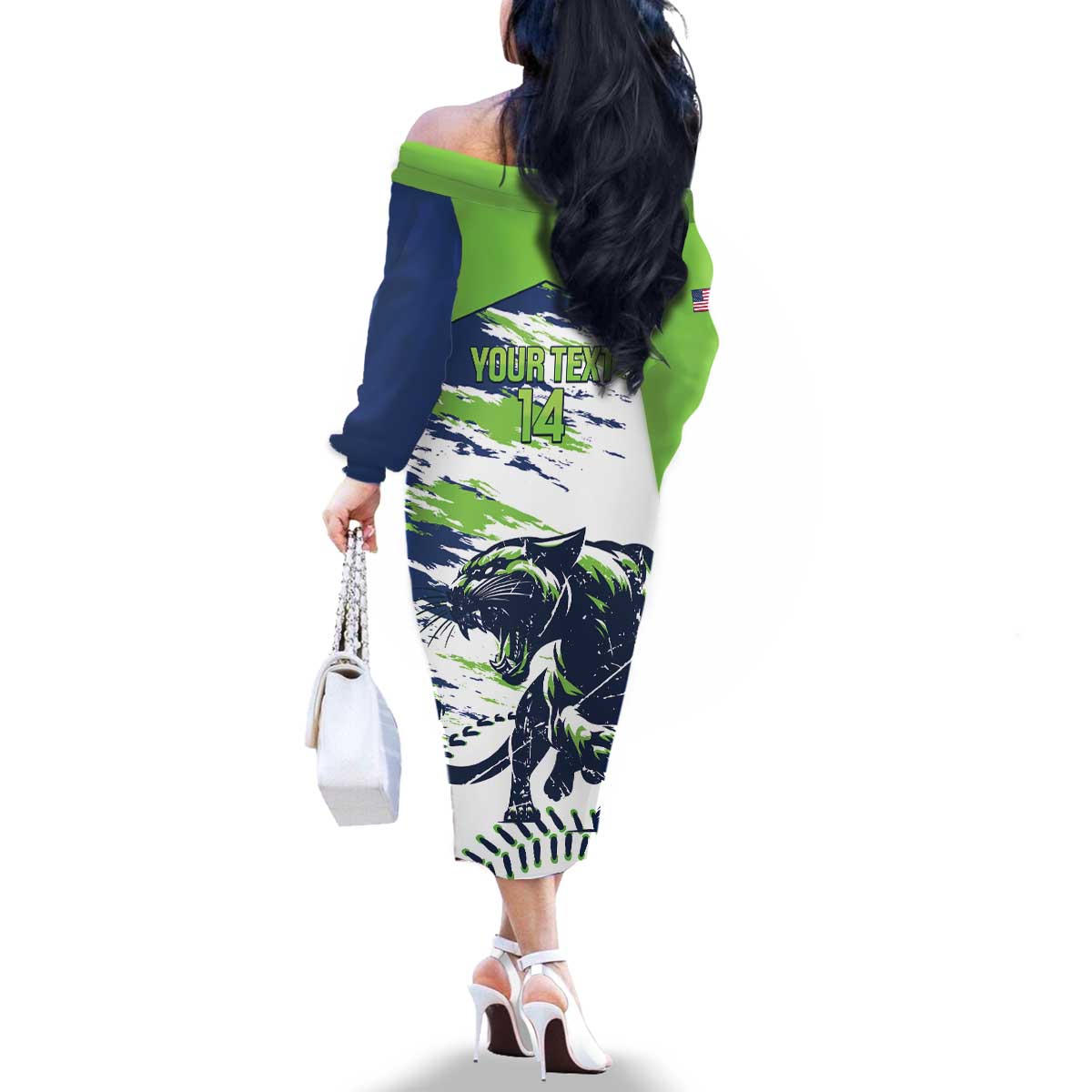 Kane County 2025 Baseball Custom Family Matching Off The Shoulder Long Sleeve Dress and Hawaiian Shirt Come On Cougar