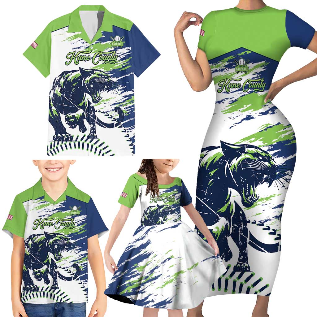 Kane County 2025 Baseball Custom Family Matching Short Sleeve Bodycon Dress and Hawaiian Shirt Come On Cougar
