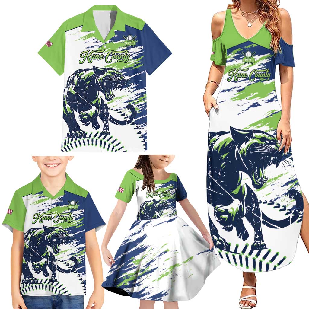 Kane County 2025 Baseball Custom Family Matching Summer Maxi Dress and Hawaiian Shirt Come On Cougar