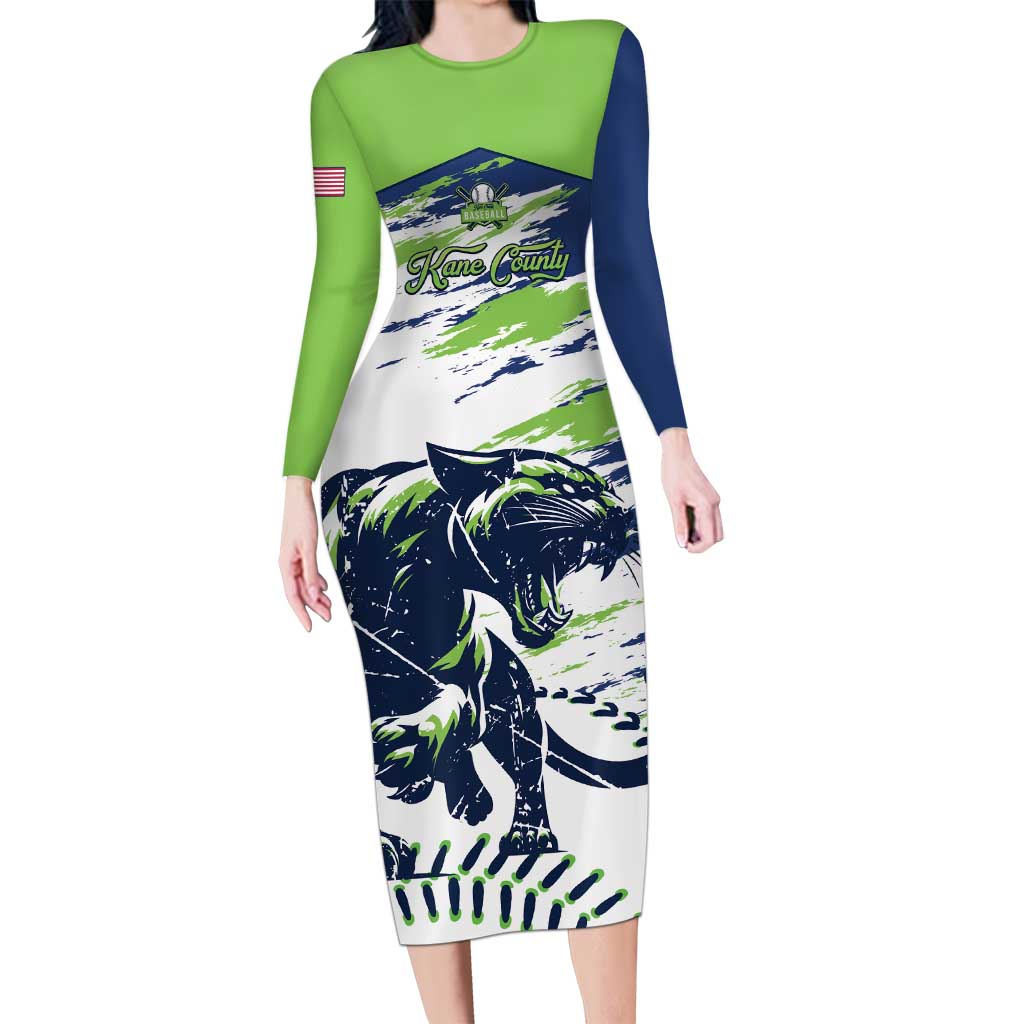 Kane County 2025 Baseball Custom Long Sleeve Bodycon Dress Come On Cougar