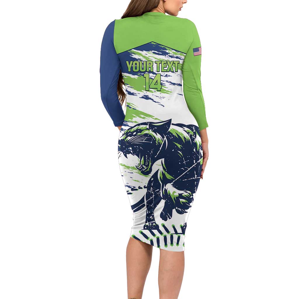Kane County 2025 Baseball Custom Long Sleeve Bodycon Dress Come On Cougar