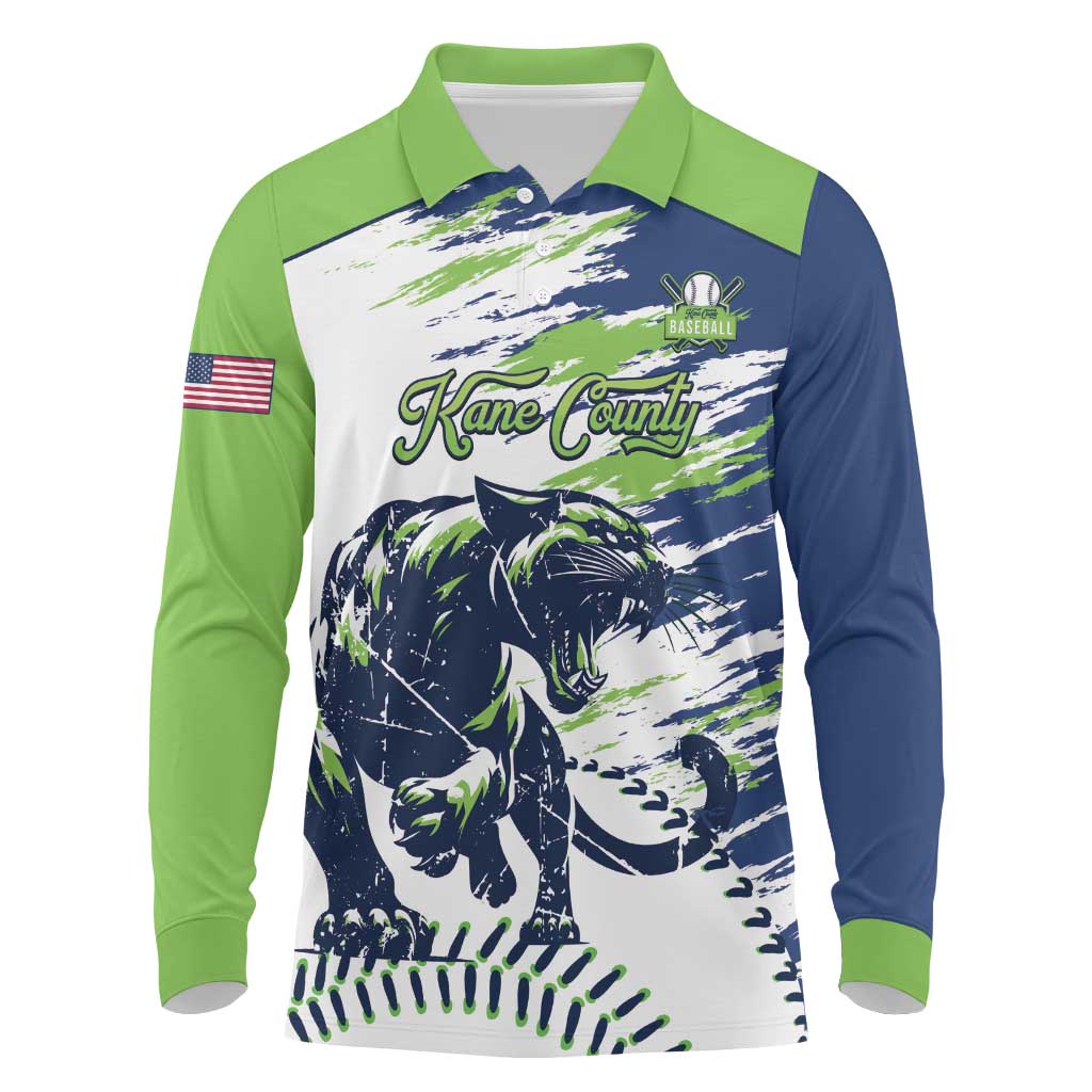 Kane County 2025 Baseball Custom Long Sleeve Polo Shirt Come On Cougar
