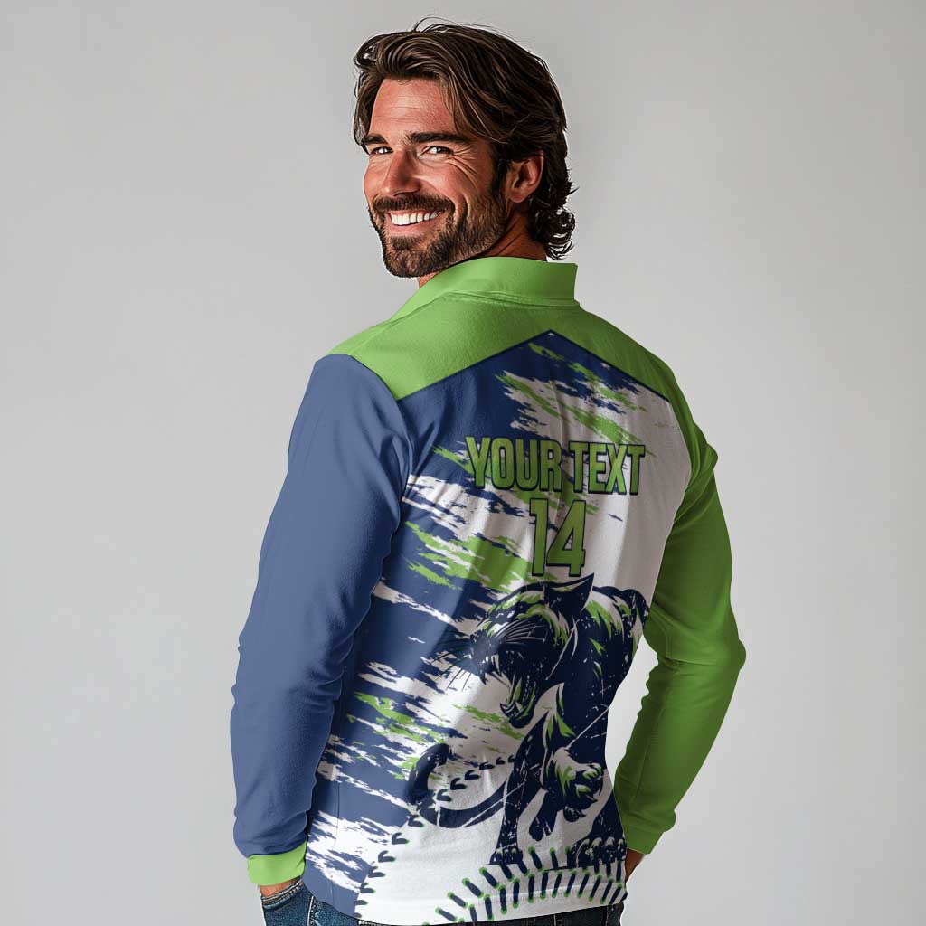 Kane County 2025 Baseball Custom Long Sleeve Polo Shirt Come On Cougar