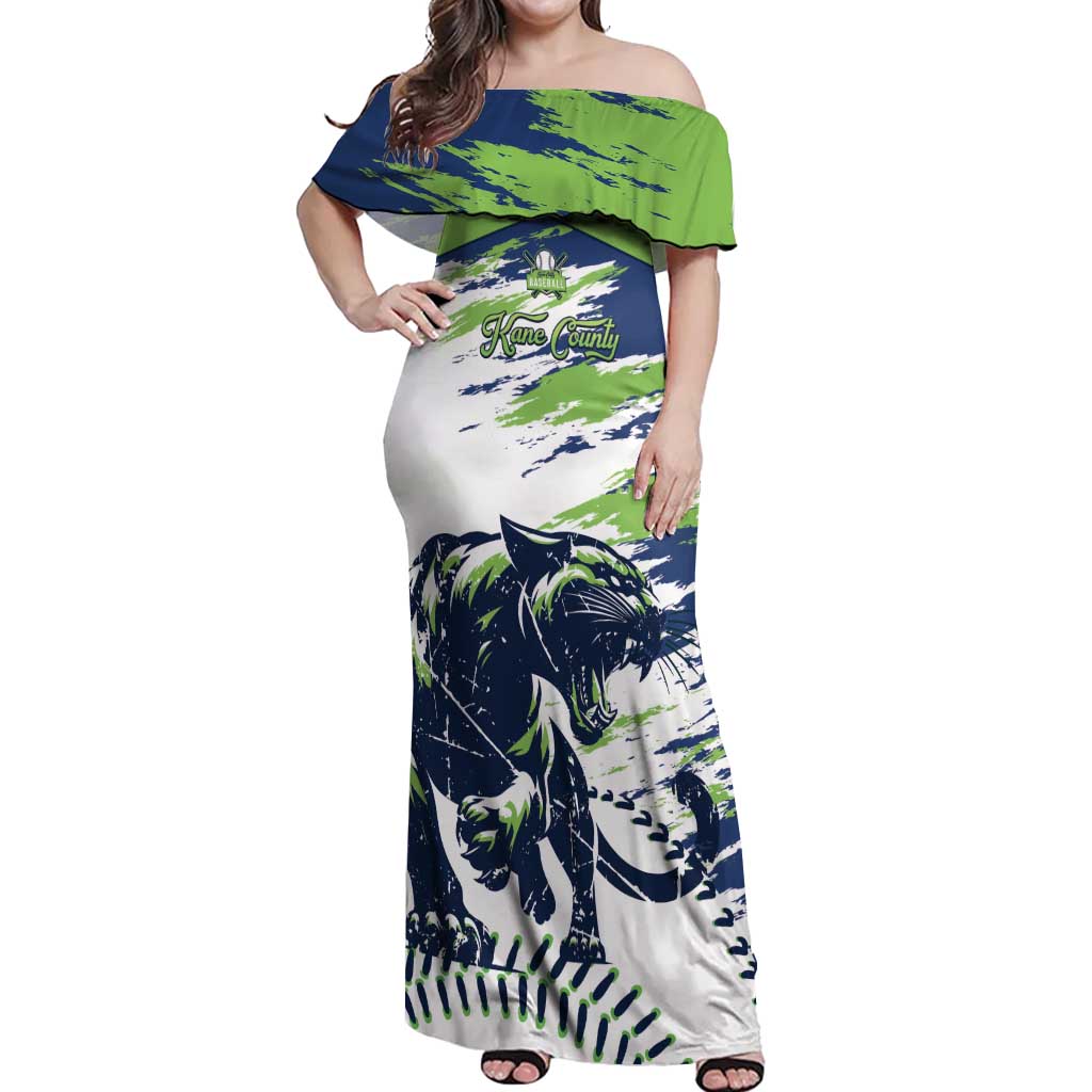 Kane County 2025 Baseball Custom Off Shoulder Maxi Dress Come On Cougar