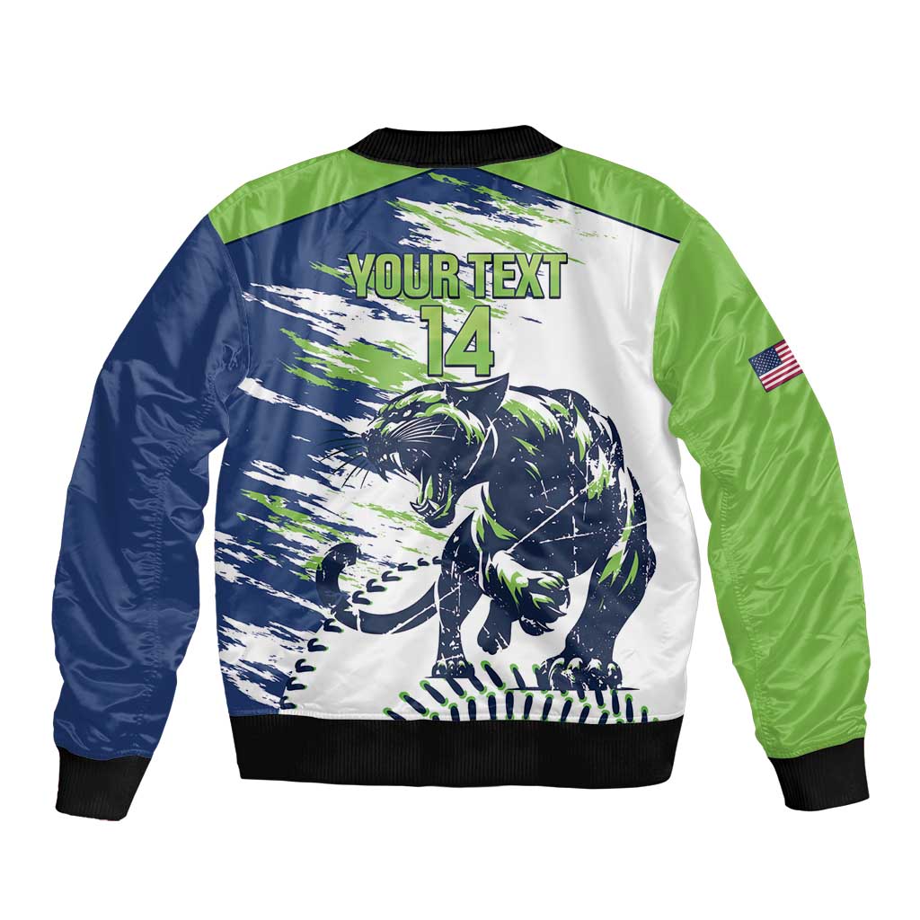 Kane County 2025 Baseball Custom Sleeve Zip Bomber Jacket Come On Cougar