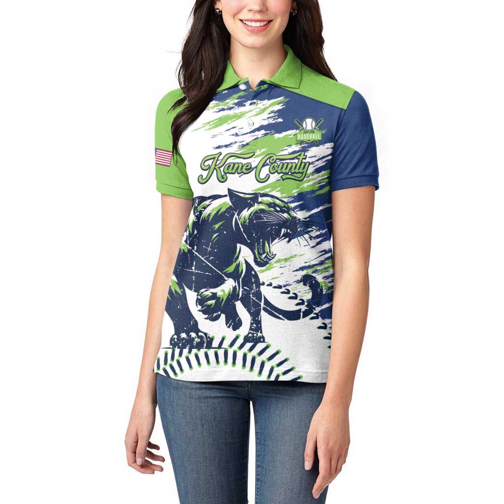 Kane County 2025 Baseball Custom Women Polo Shirt Come On Cougar