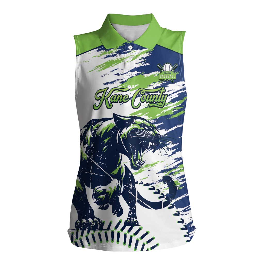 Kane County 2025 Baseball Custom Women Sleeveless Polo Shirt Come On Cougar