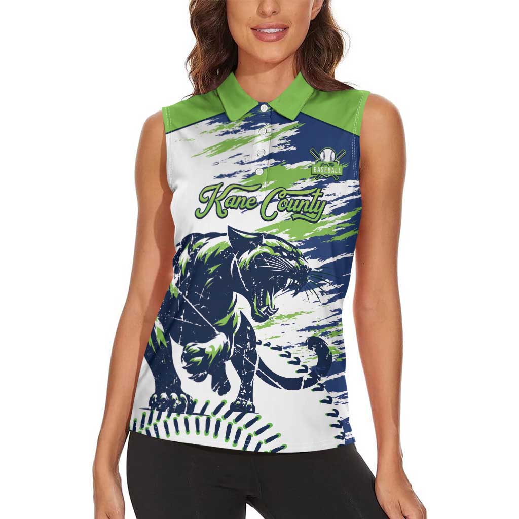 Kane County 2025 Baseball Custom Women Sleeveless Polo Shirt Come On Cougar