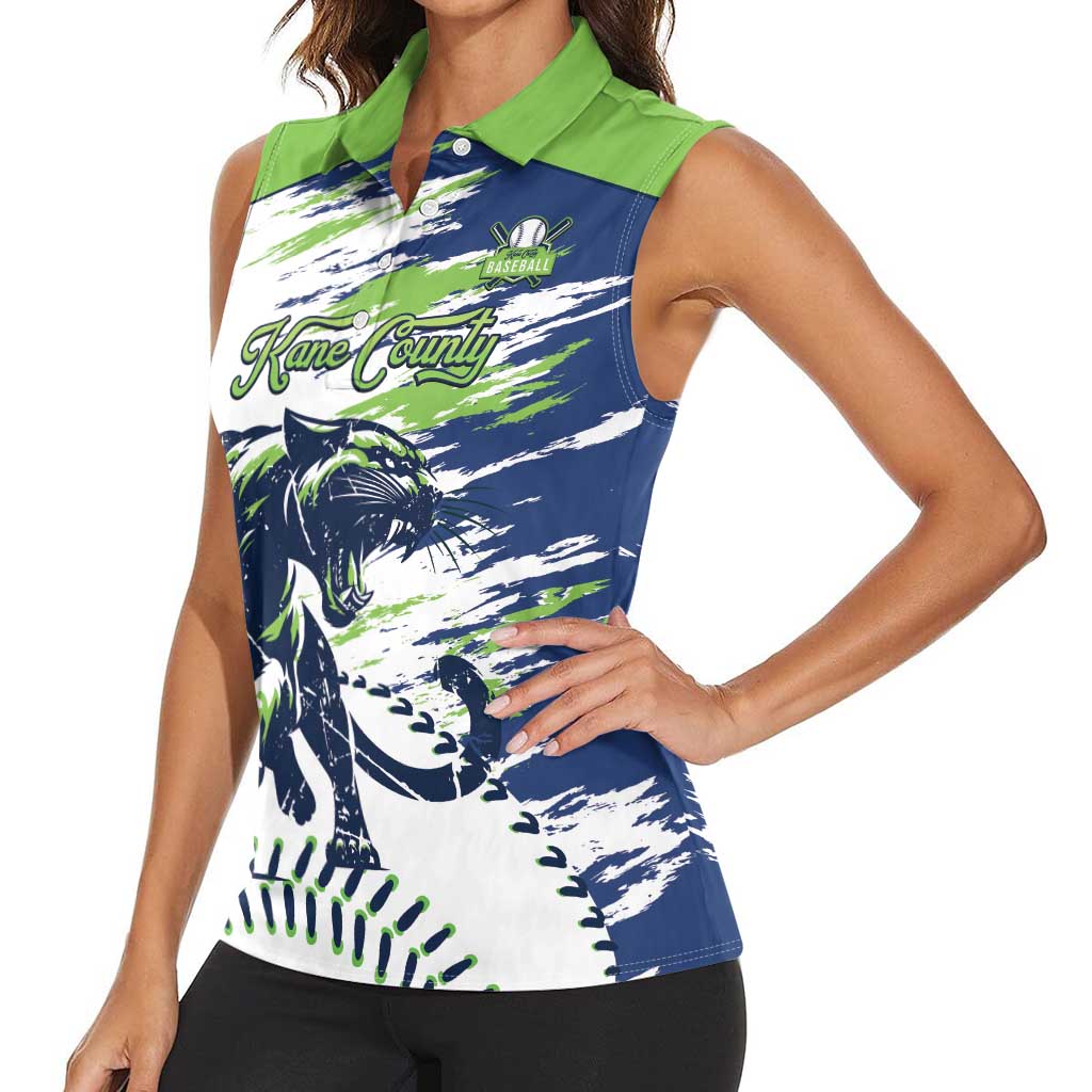 Kane County 2025 Baseball Custom Women Sleeveless Polo Shirt Come On Cougar