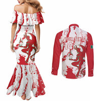 Diablos Rojos 2025 Baseball Custom Couples Matching Mermaid Dress and Long Sleeve Button Shirt Come On Mexico