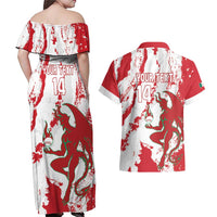 Diablos Rojos 2025 Baseball Custom Couples Matching Off Shoulder Maxi Dress and Hawaiian Shirt Come On Mexico