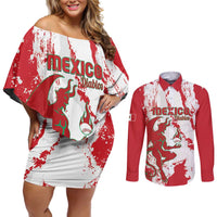 Diablos Rojos 2025 Baseball Custom Couples Matching Off Shoulder Short Dress and Long Sleeve Button Shirt Come On Mexico
