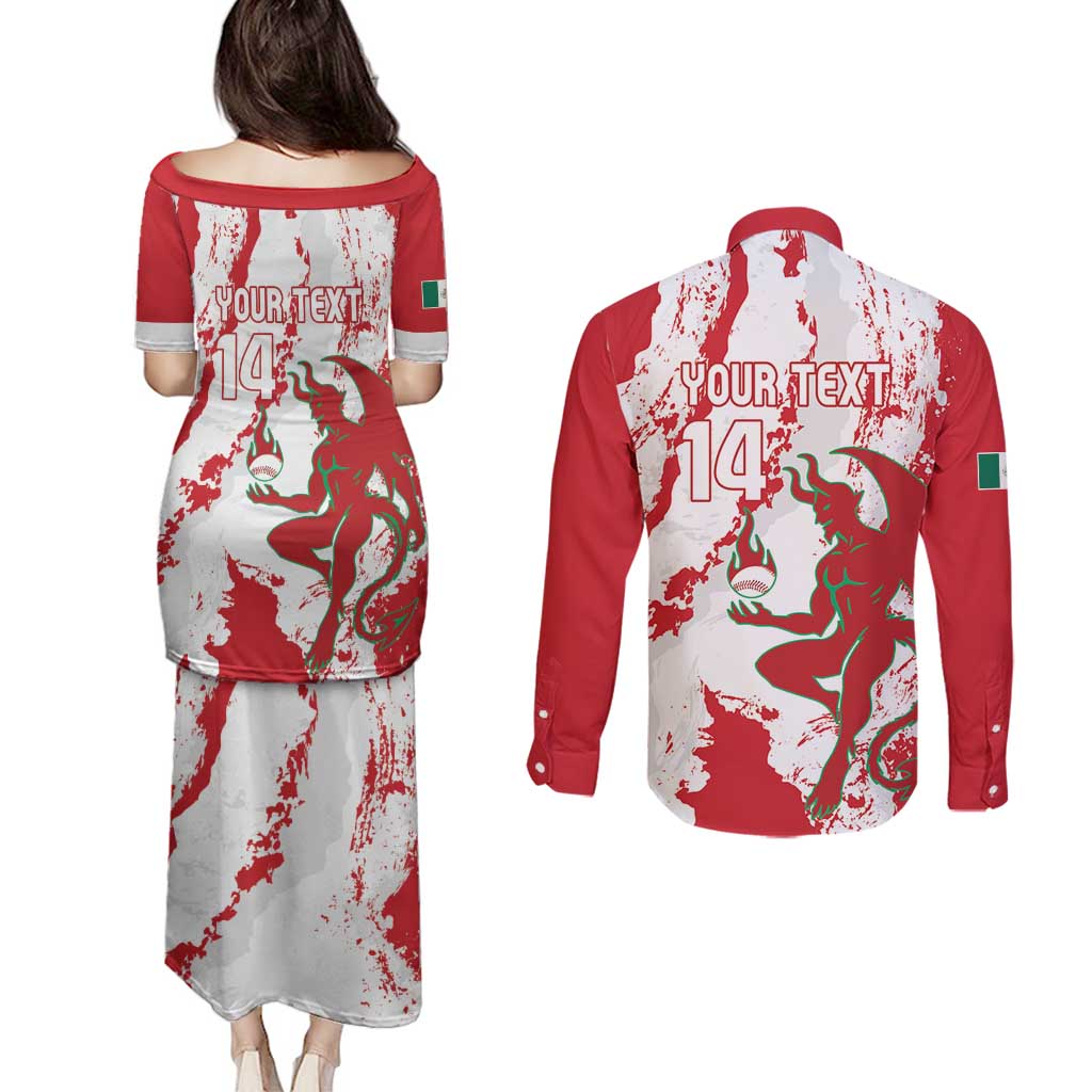 Diablos Rojos 2025 Baseball Custom Couples Matching Puletasi and Long Sleeve Button Shirt Come On Mexico