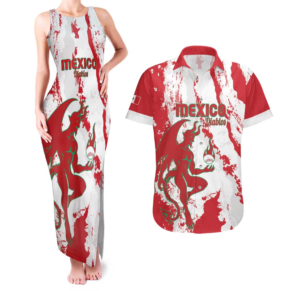 Diablos Rojos 2025 Baseball Custom Couples Matching Tank Maxi Dress and Hawaiian Shirt Come On Mexico