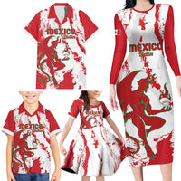 Diablos Rojos 2025 Baseball Custom Family Matching Long Sleeve Bodycon Dress and Hawaiian Shirt Come On Mexico