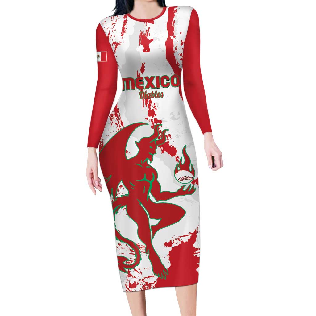Diablos Rojos 2025 Baseball Custom Family Matching Long Sleeve Bodycon Dress and Hawaiian Shirt Come On Mexico