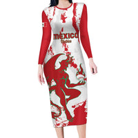 Diablos Rojos 2025 Baseball Custom Family Matching Long Sleeve Bodycon Dress and Hawaiian Shirt Come On Mexico