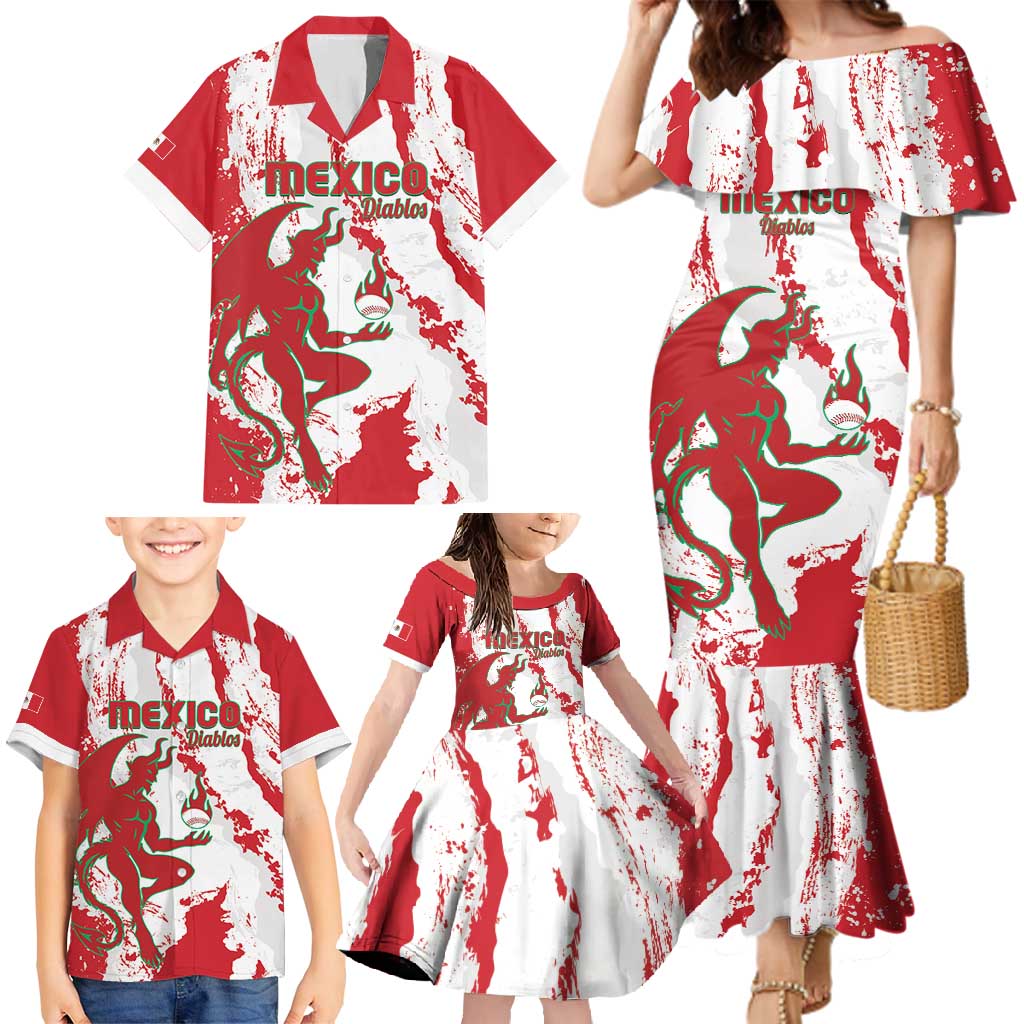 Diablos Rojos 2025 Baseball Custom Family Matching Mermaid Dress and Hawaiian Shirt Come On Mexico