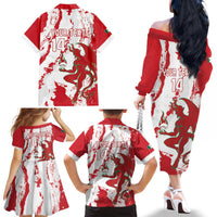 Diablos Rojos 2025 Baseball Custom Family Matching Off The Shoulder Long Sleeve Dress and Hawaiian Shirt Come On Mexico