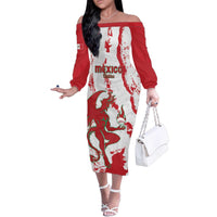 Diablos Rojos 2025 Baseball Custom Family Matching Off The Shoulder Long Sleeve Dress and Hawaiian Shirt Come On Mexico