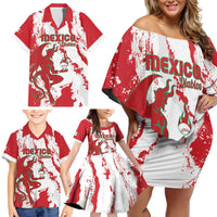 Diablos Rojos 2025 Baseball Custom Family Matching Off Shoulder Short Dress and Hawaiian Shirt Come On Mexico