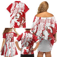 Diablos Rojos 2025 Baseball Custom Family Matching Off Shoulder Short Dress and Hawaiian Shirt Come On Mexico