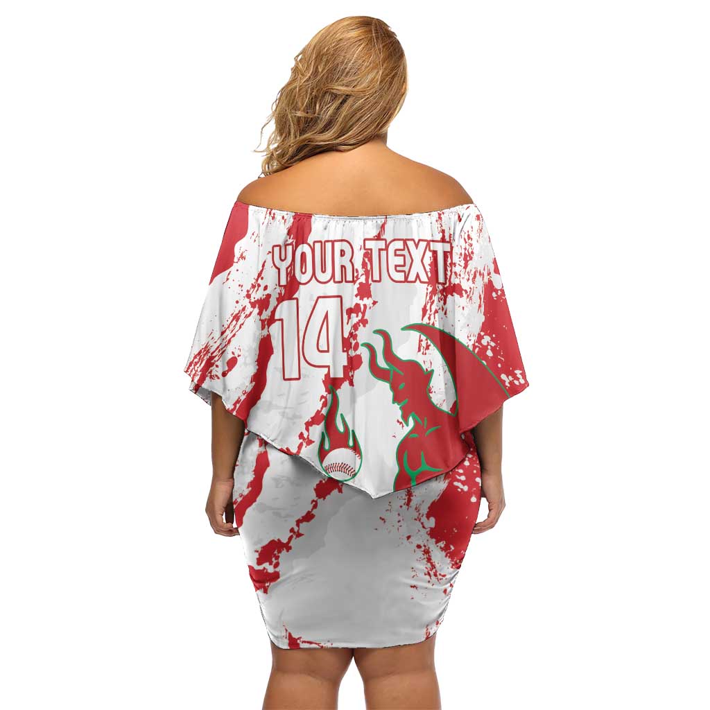 Diablos Rojos 2025 Baseball Custom Family Matching Off Shoulder Short Dress and Hawaiian Shirt Come On Mexico