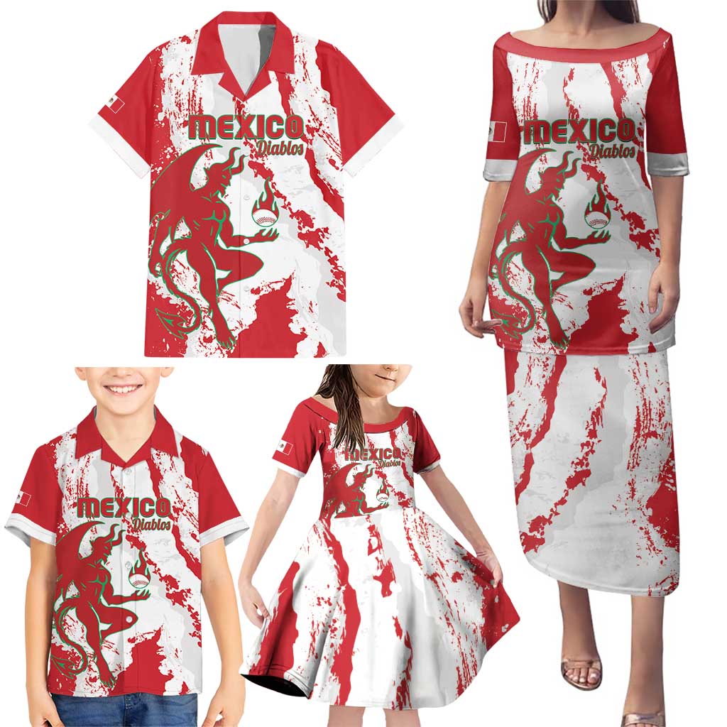 Diablos Rojos 2025 Baseball Custom Family Matching Puletasi and Hawaiian Shirt Come On Mexico